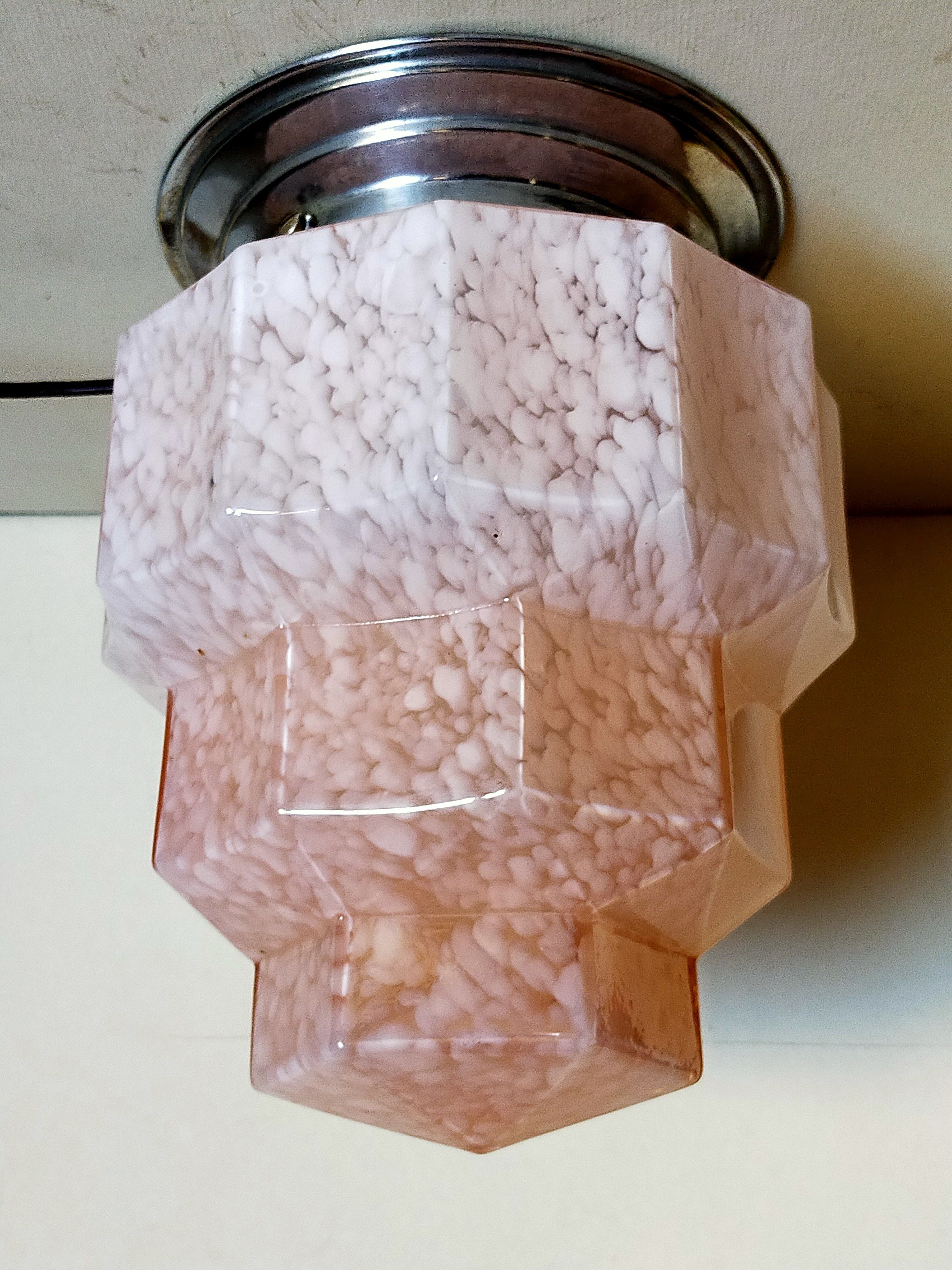 Clichy Glass Art Deco Ceiling Lamp 1925