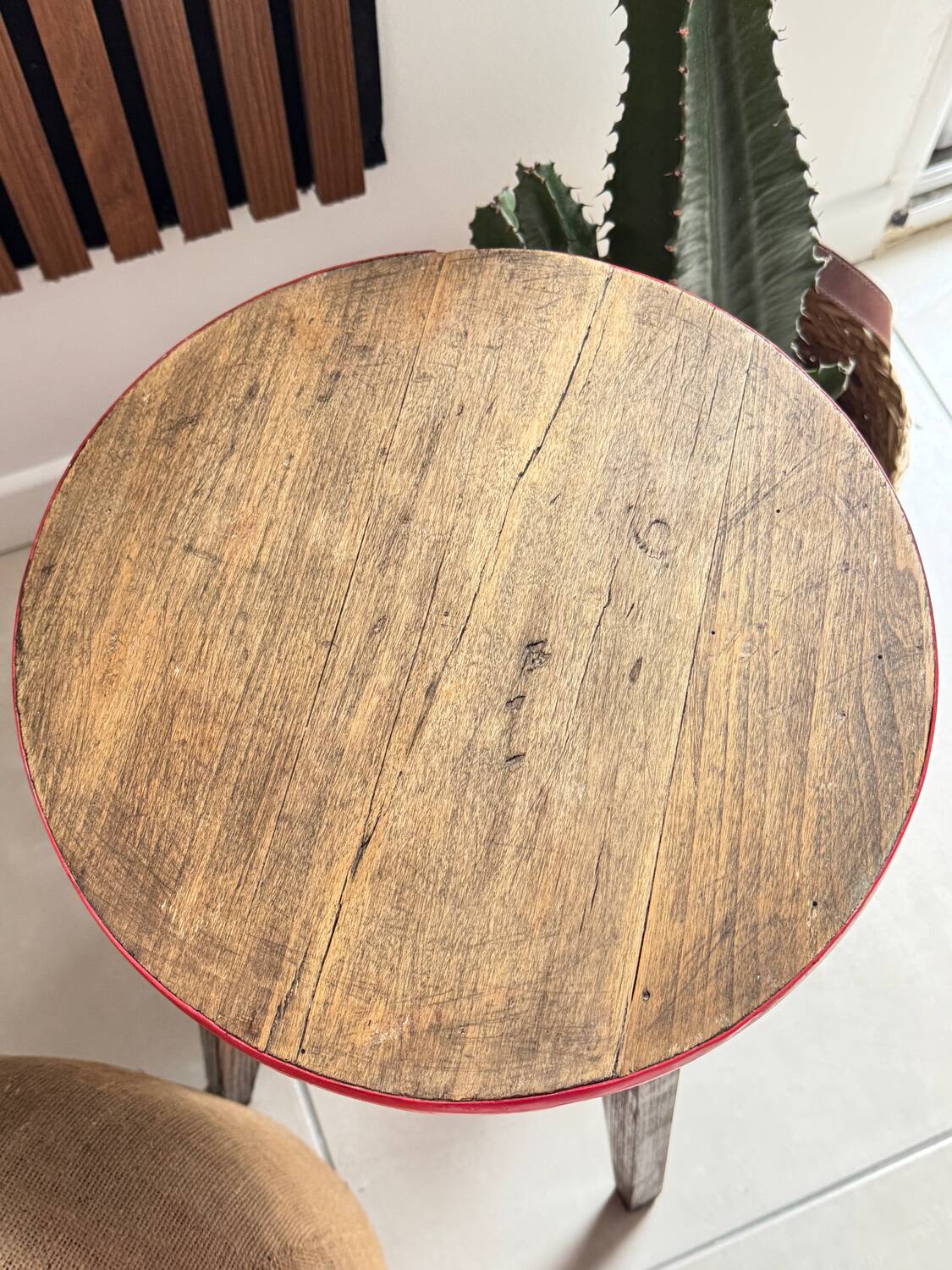Vintage round wooden stool