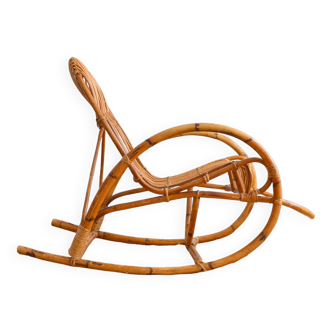 Rocking chair en rotin Rohe Noordwolde﻿ années 50/60