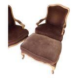 Set of 2 armchairs and 1 footstool