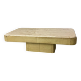 Rare table basse suisse « DS 84 » en cuir et travertin
