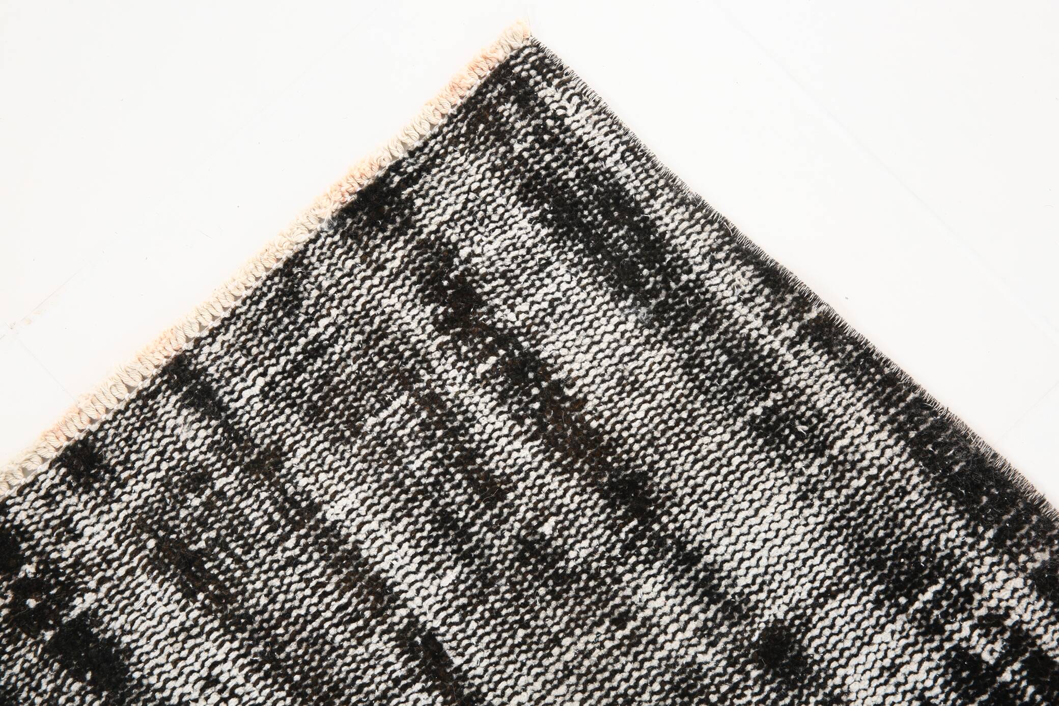 3x9 Shabby Chic Black Gray Turkish Runner Rug, 90x277Cm