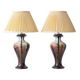 Belgian Art Deco Ceramic Table Lamps, Pair, Flambé Drip Glaze, New Silk Shades