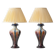 Belgian Art Deco Ceramic Table Lamps, Pair, Flambé Drip Glaze, New Silk Shades