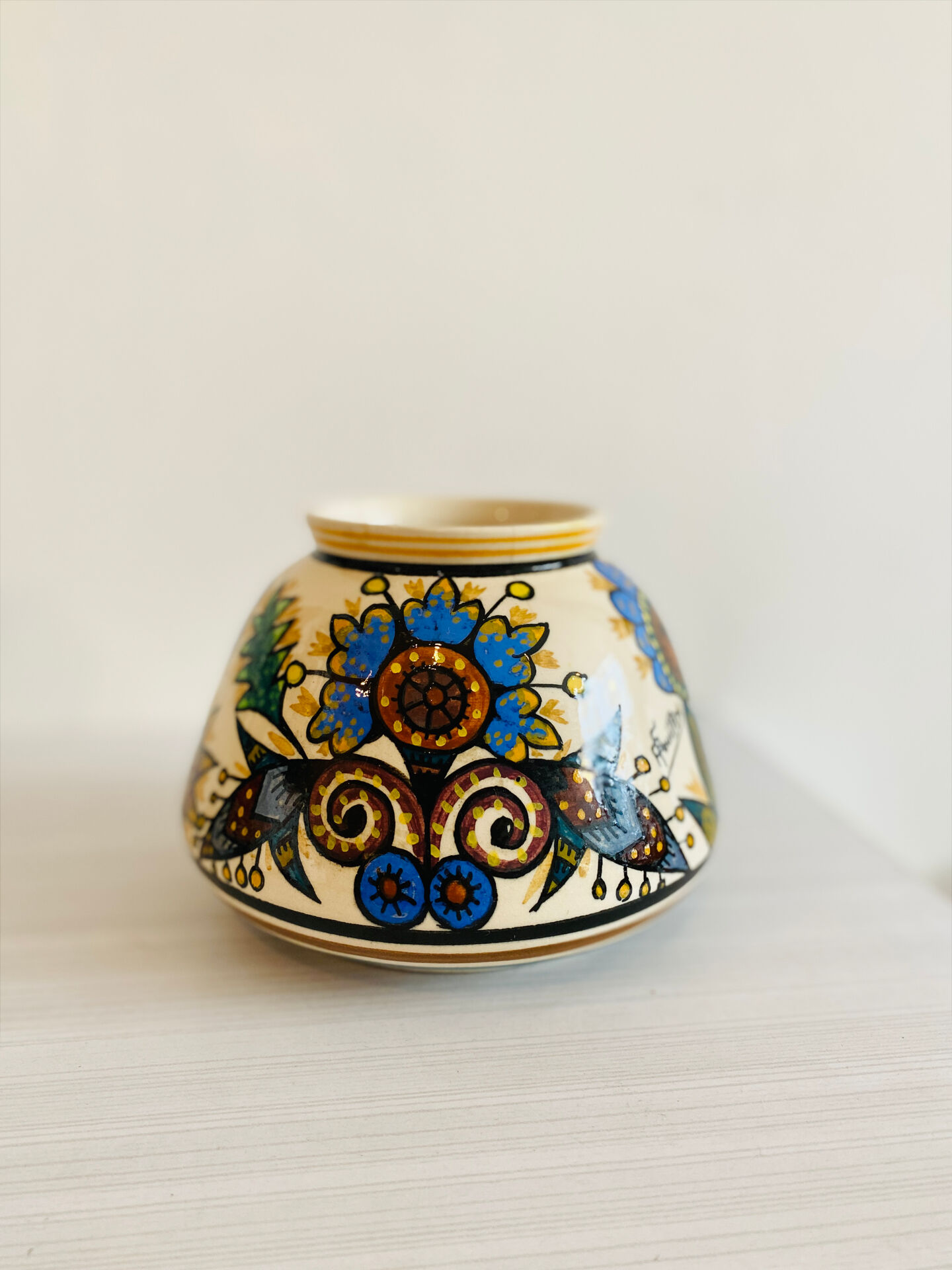 Round ceramic vase signed Paul Fouillen