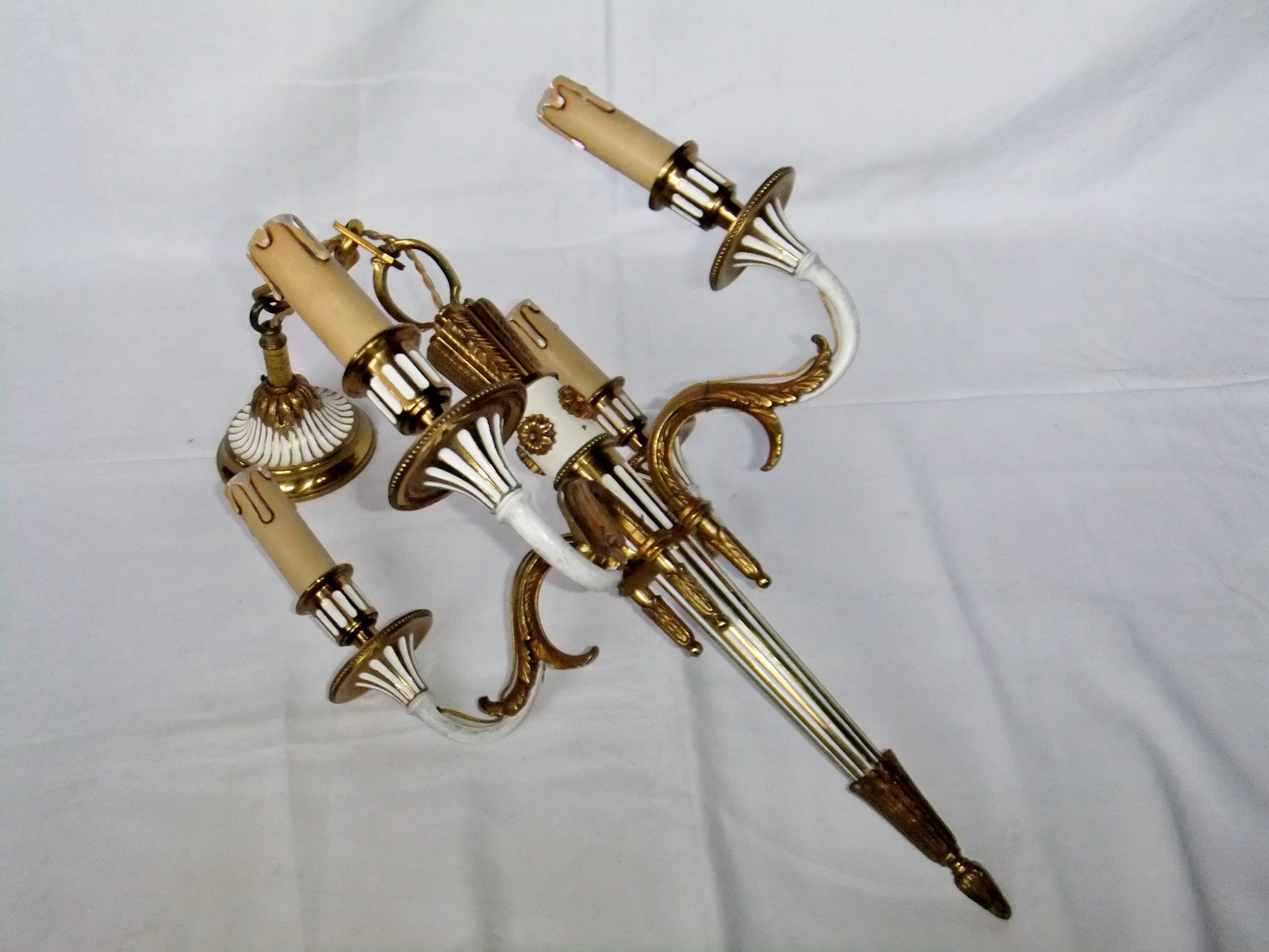 Antique Louis XVI Bronze Chandelier with acanthus quiver suspension