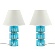 Pair of Mid-Century Glass & Brass Bedside/Table Lamps by C.Fagerlund, 1960s