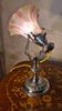 Art Nouveau nickel-plated bronze marine lamp, tri-color opaline tulip shade, 33x