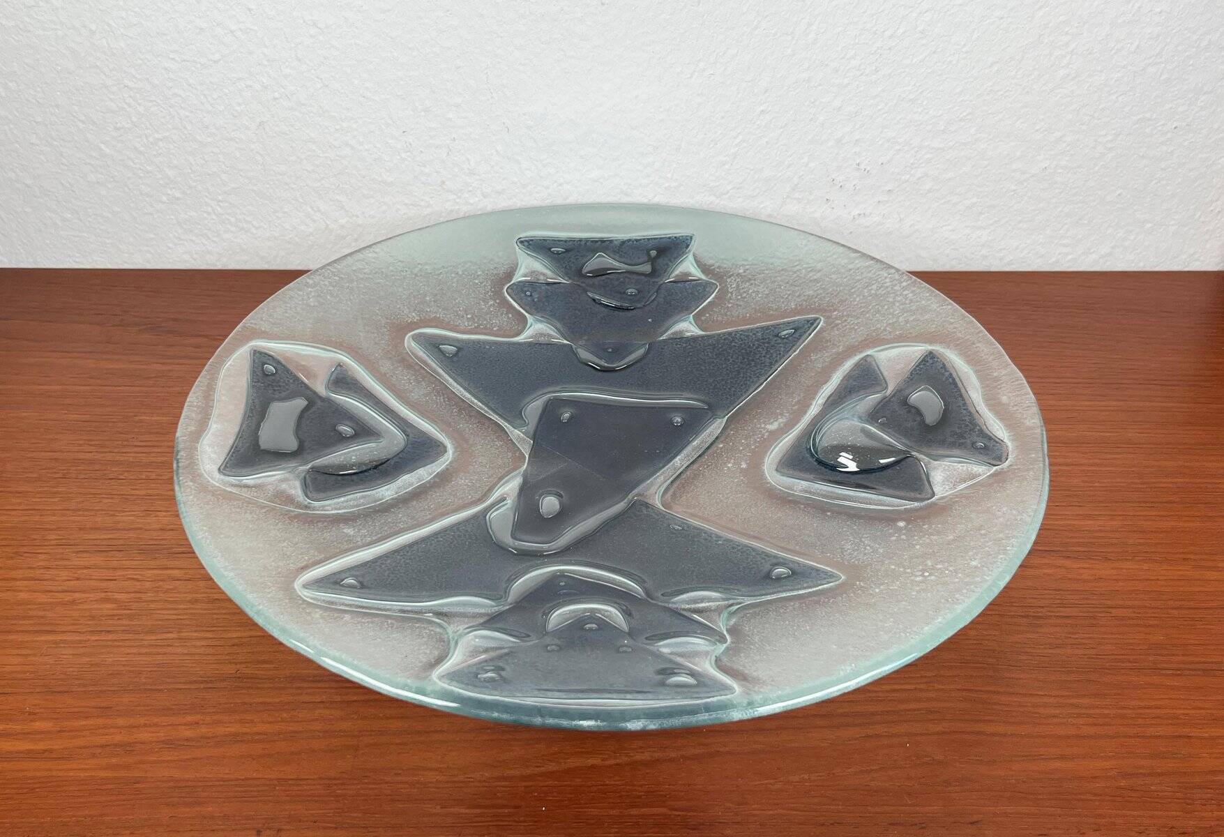 Large glass art bowl from mid-century Danish design, 1960s.