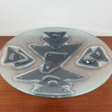 Large glass art bowl from mid-century Danish design, 1960s.