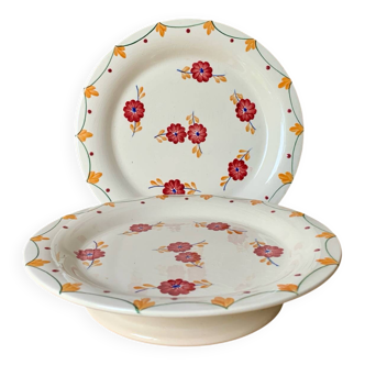 Two old Longwy Bagdad pedestal plates