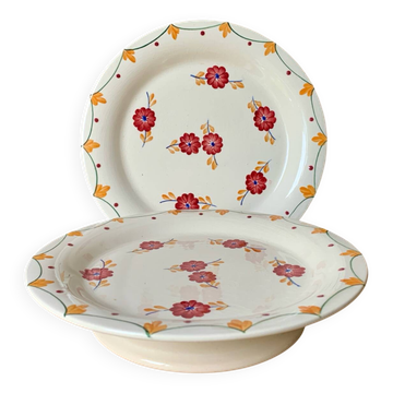 Two old Longwy Bagdad pedestal plates