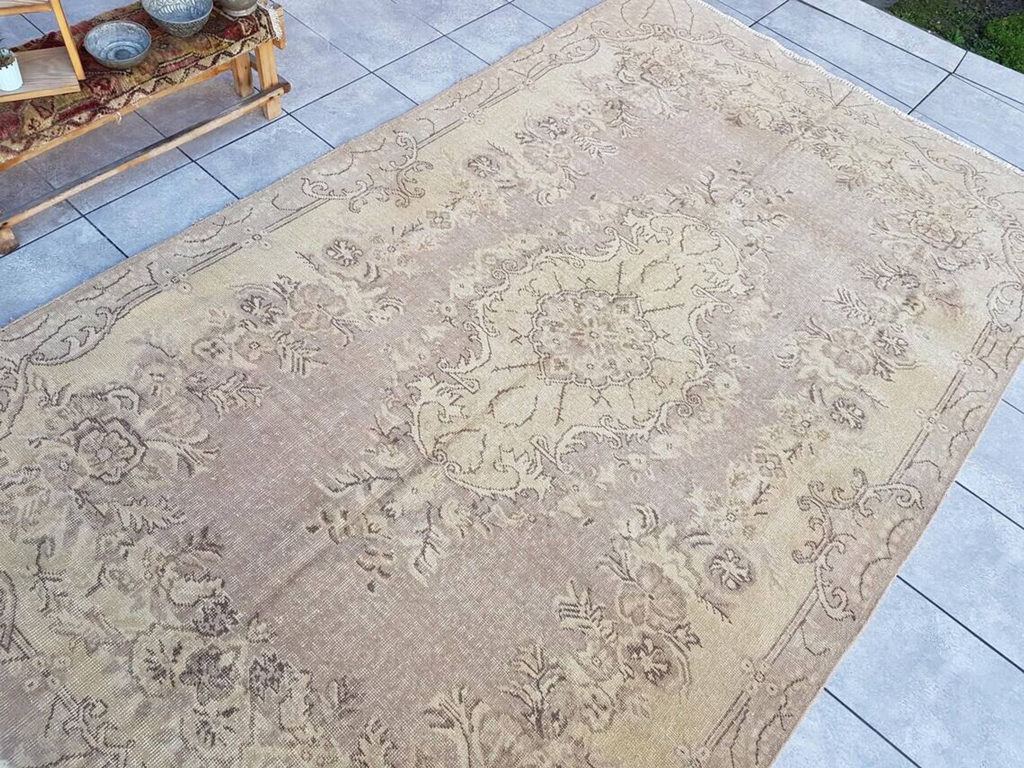 Tapis floral vintage beige sku v623