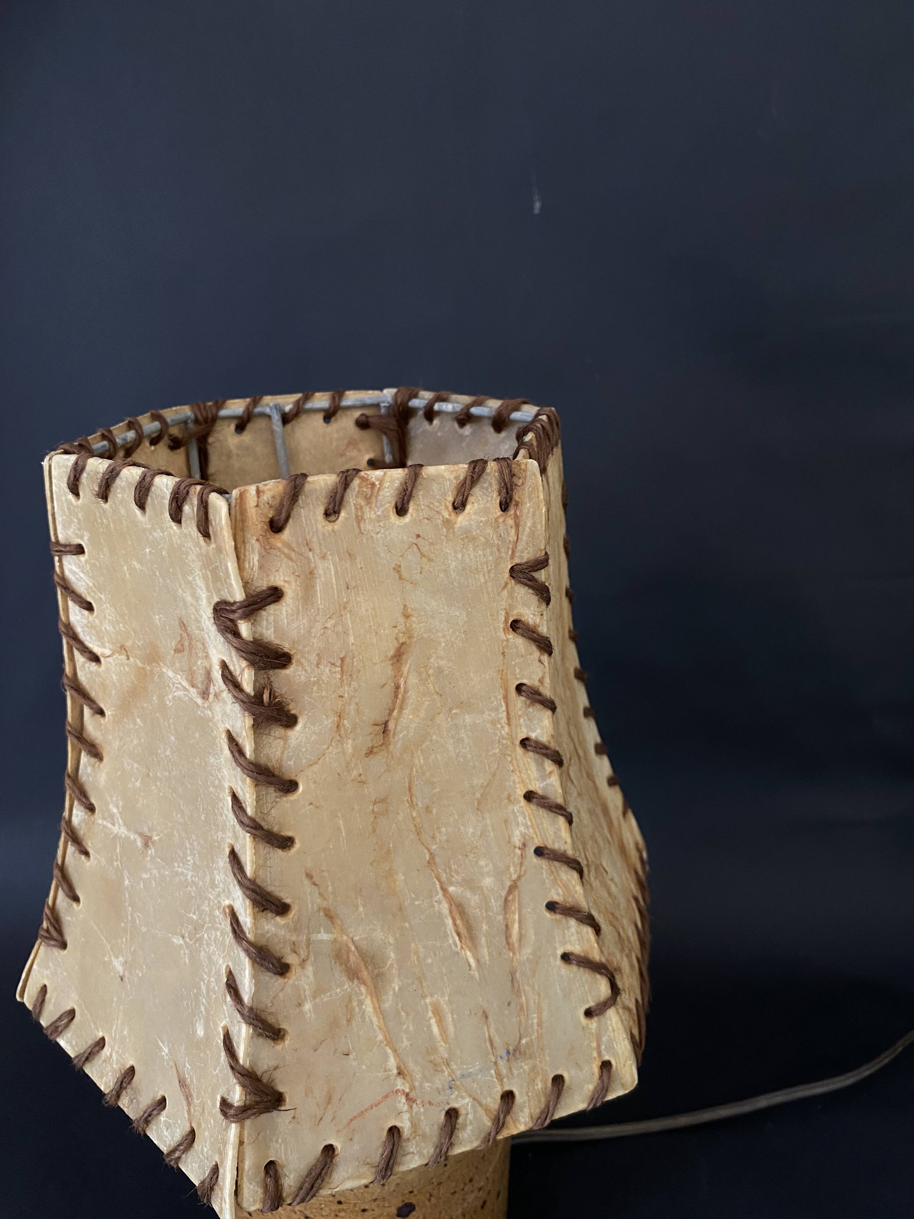 Wooden lamp, new fabric cable, cardboard lampshade