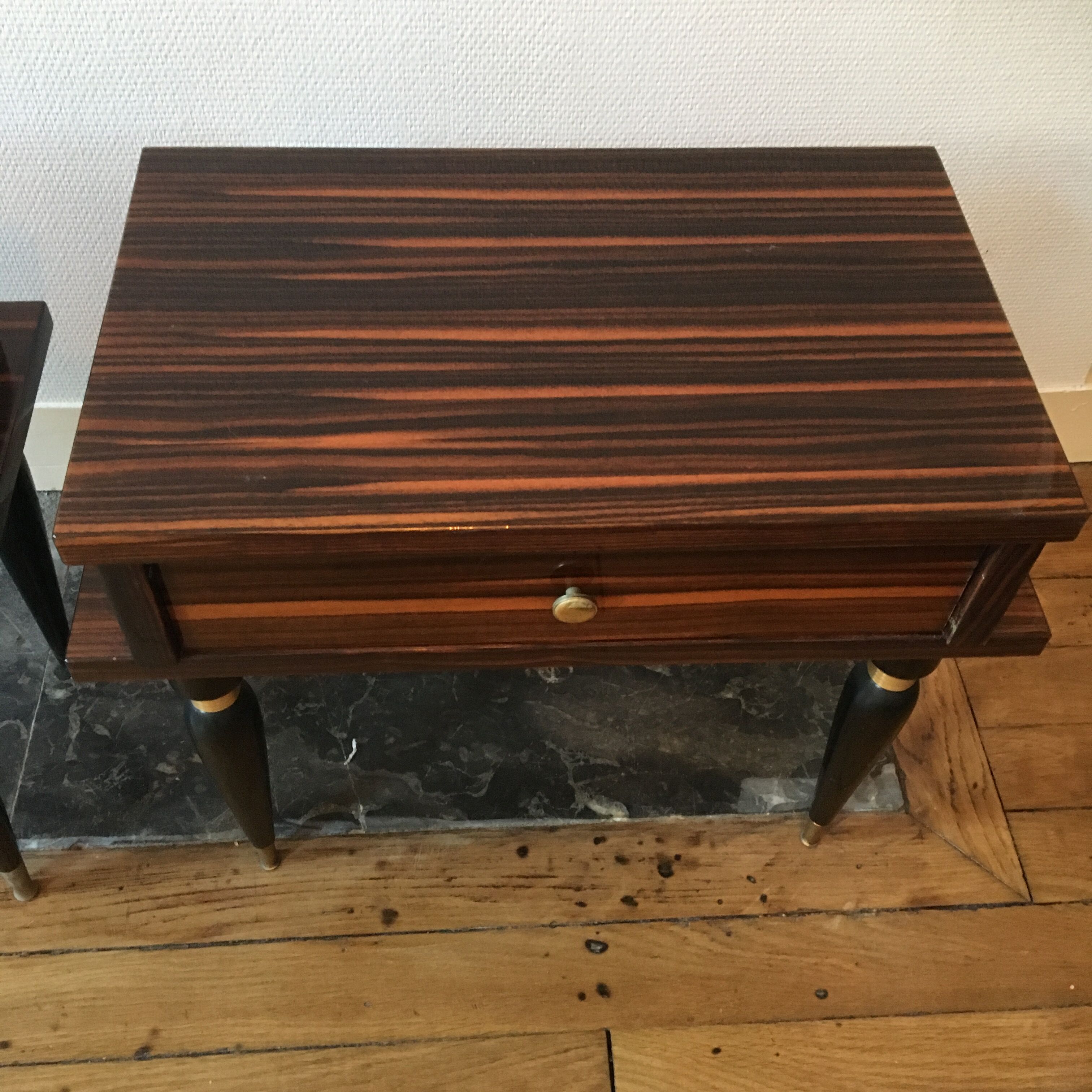 Pair of nightstands Tineo 60s wood plates