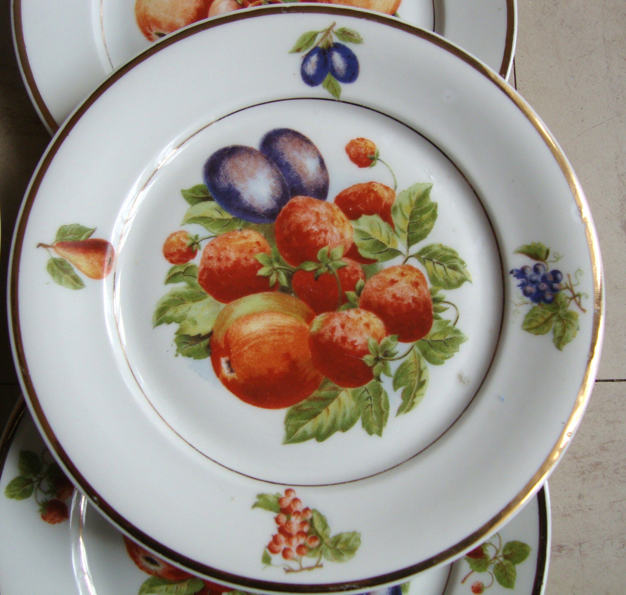 6 Fruit decorated plates Pillivyt France