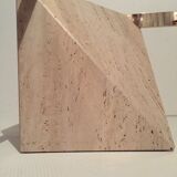 Artedi Italy coffee table in travertine, brass and glass 1970s