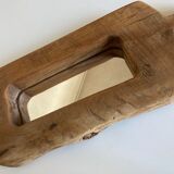 Mirror cubist shape in raw wood Formentera 1970