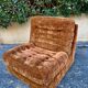 Brown velvet armchair/ottoman vintage from the 70s/80s.