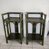 Pair of rattan bedside tables
