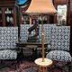 Floor lamp with telescopic base. Bronze, onyx.