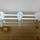 White lacquered metal wall coat rack, 3 hooks, 70s-80s