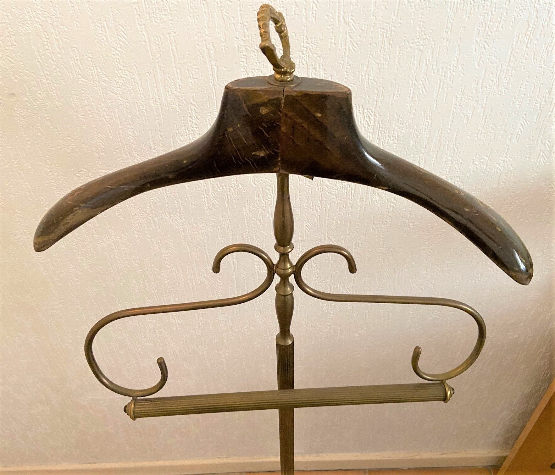 20th century brass and neoclassical mahogany night valet