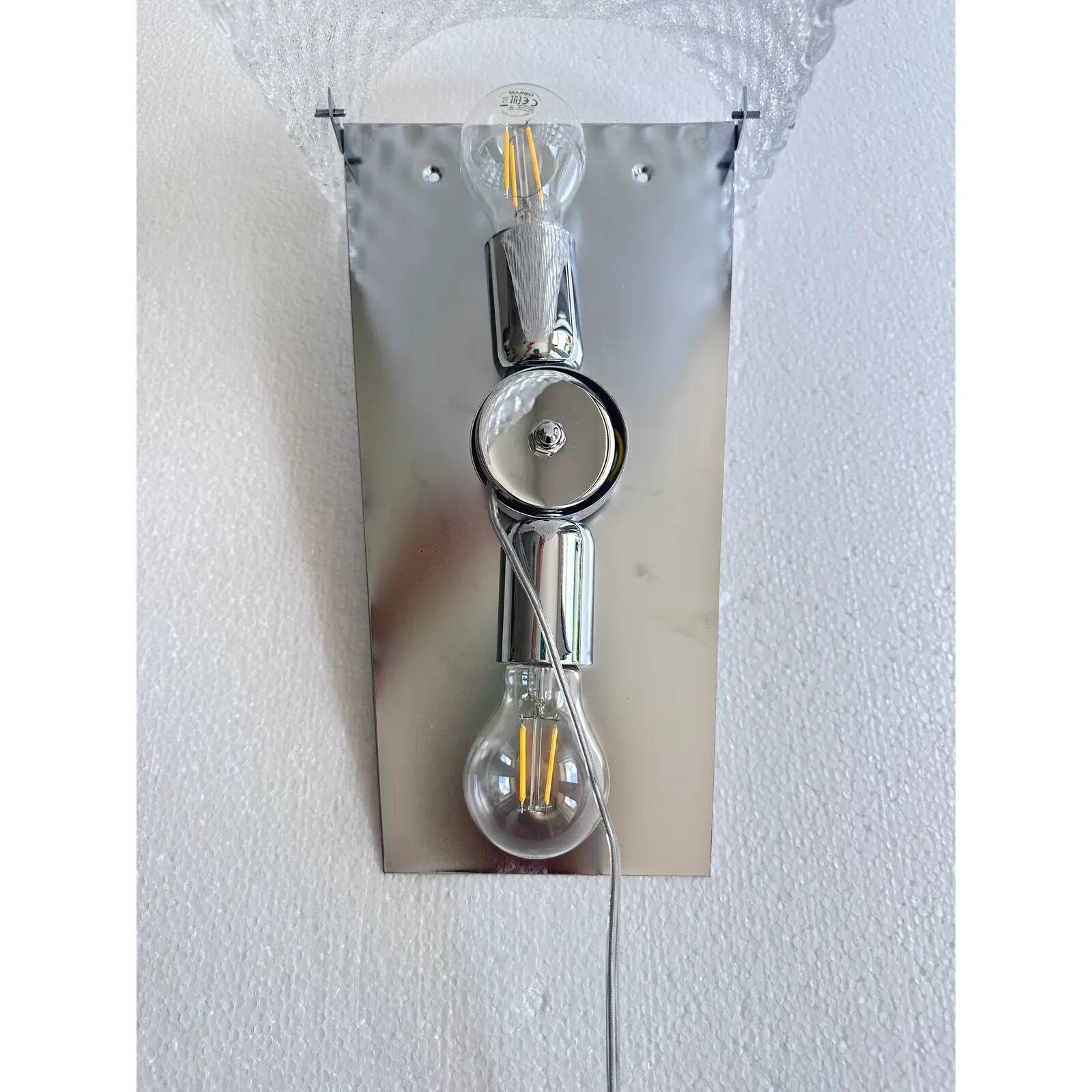 Set of Two Mid-Century Modern Transparent "Graniglia" Rombus Murano Glass