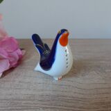 Vintage Soviet salt and pepper shaker in the shape of a cobalt blue bird.
