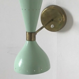 Pair of sage green wall lamps