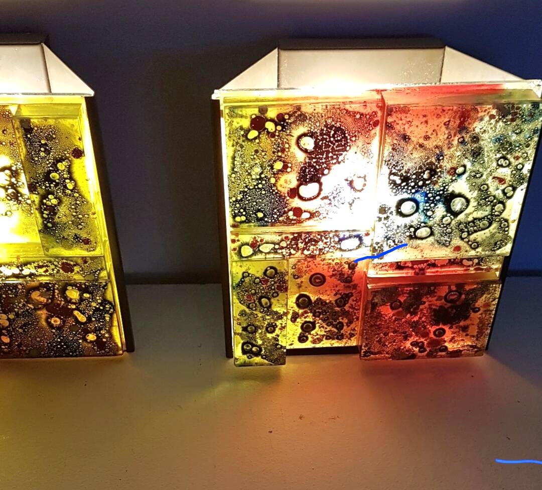 3 x Raak coloured glass wall sconces lamps Willem van Oyen