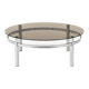 Table basse vintage italienne en chrome et verre fumé