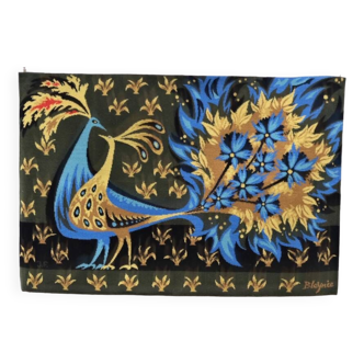Tapestry “bouquet of blue birds” by Claude Bleynie by the Jean Laurent workshops n*161-500, 1980