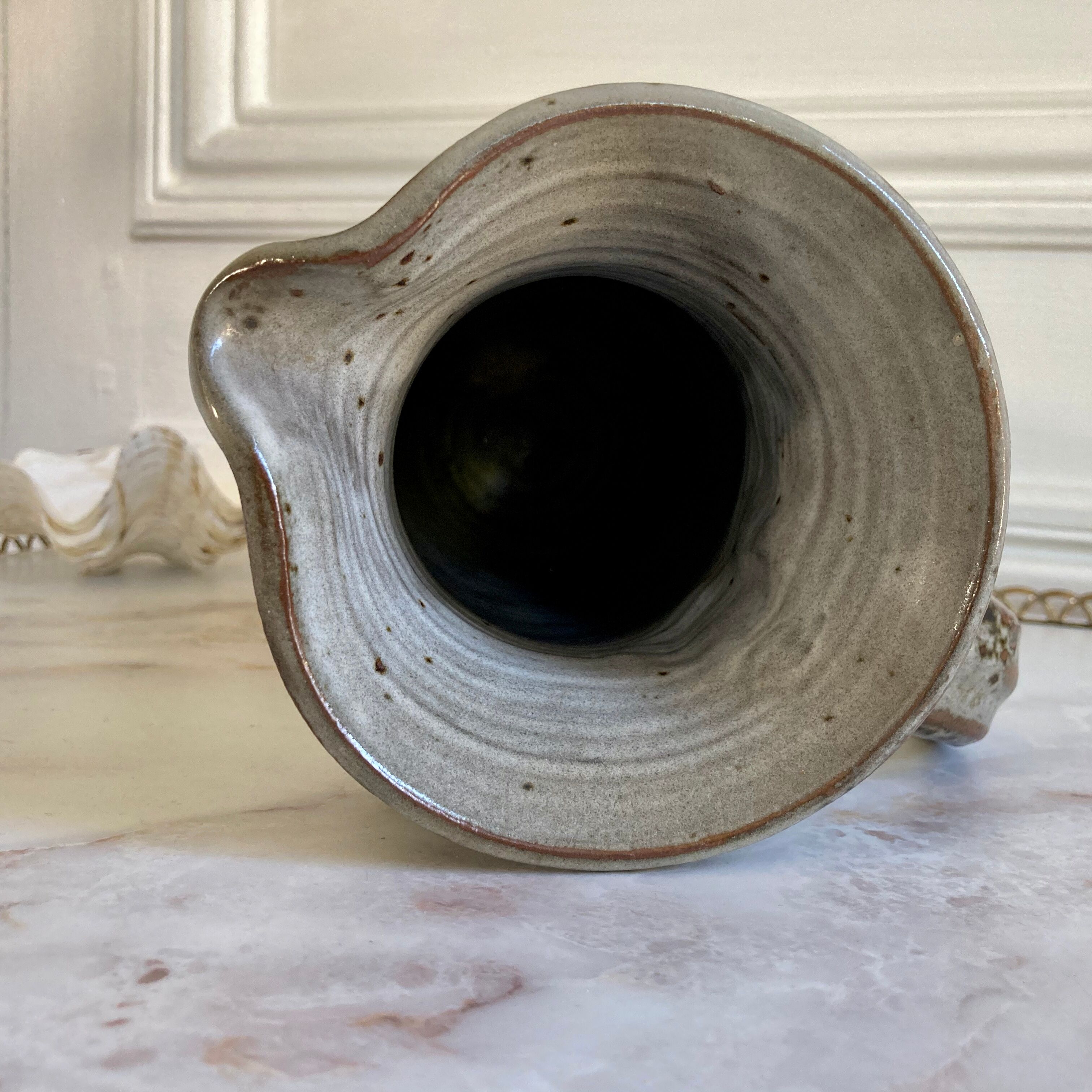 Pichet stoneware vase signed Thierry and Chantal Robert - Sanded on the Loir - 1970