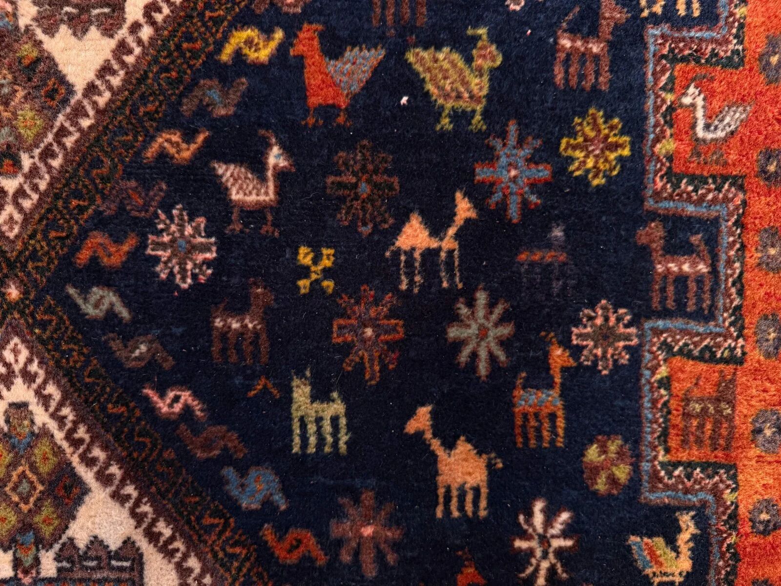 Vintage tribal rug 170x240 cm, wool oriental handmade rug large 2553