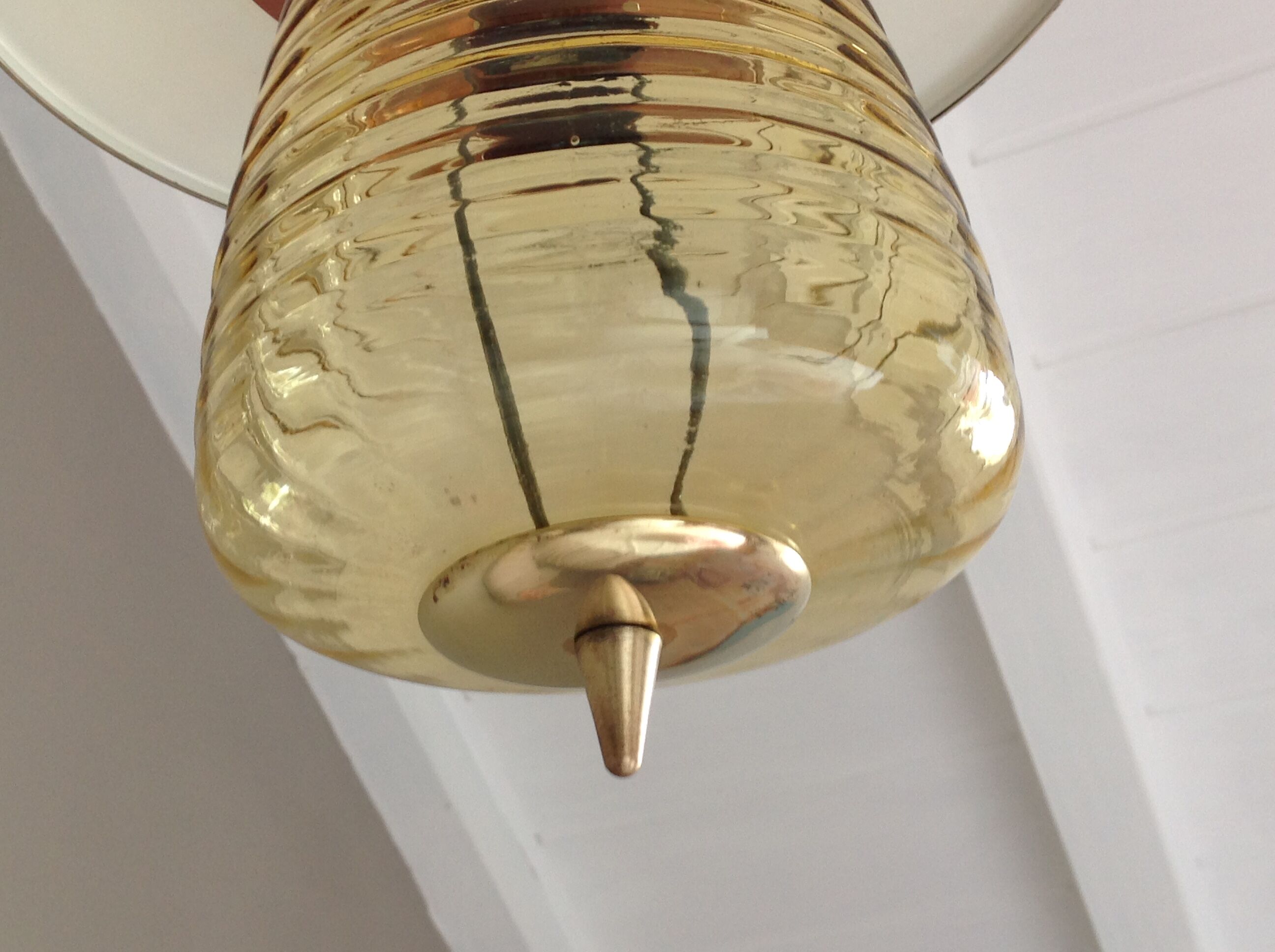 Amber glass / vintage lantern suspension 50s-60s