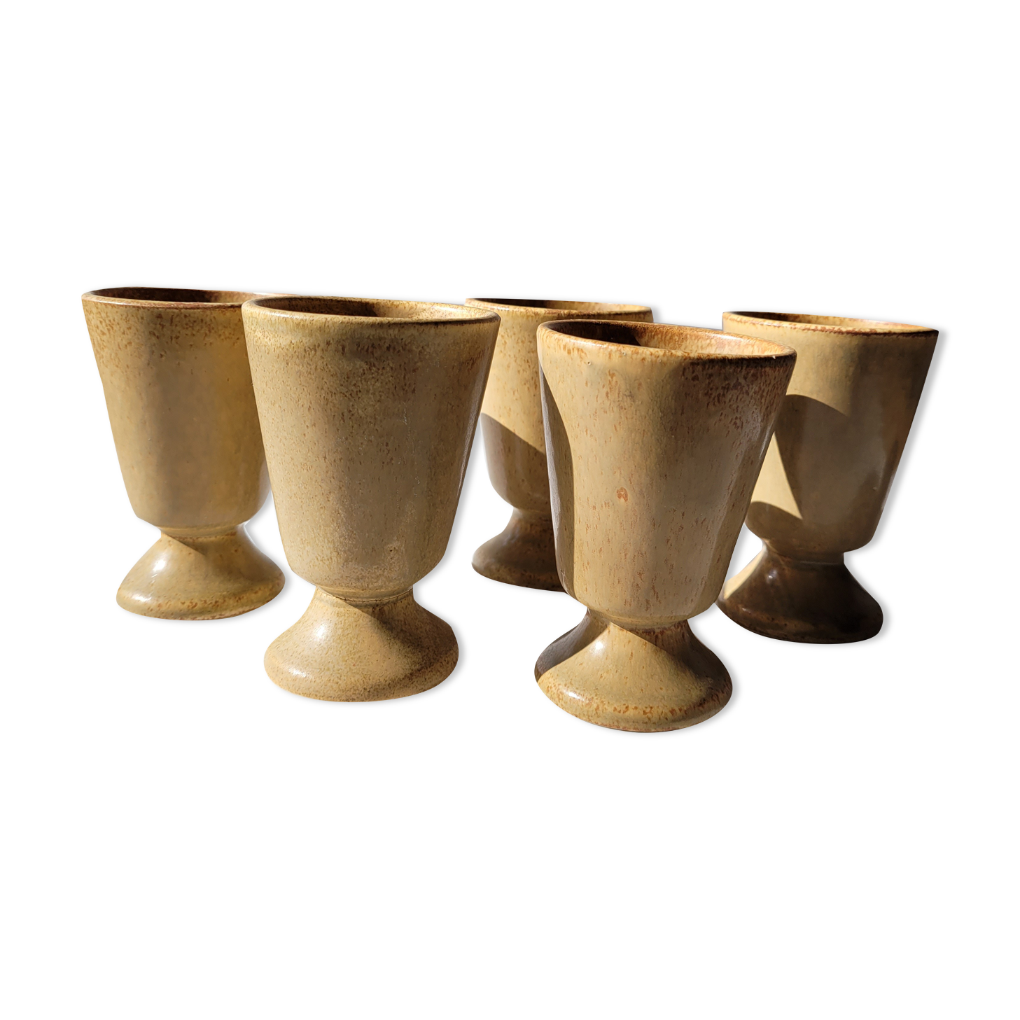Set of 5 small mazagrans / stoneware coffee cups