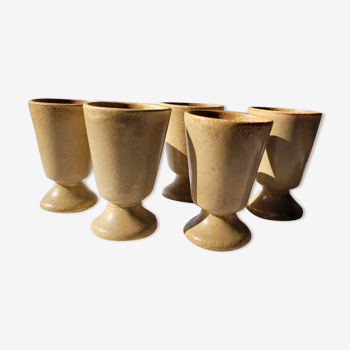 Set of 5 small mazagrans / stoneware coffee cups