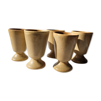 Set of 5 small mazagrans / stoneware coffee cups