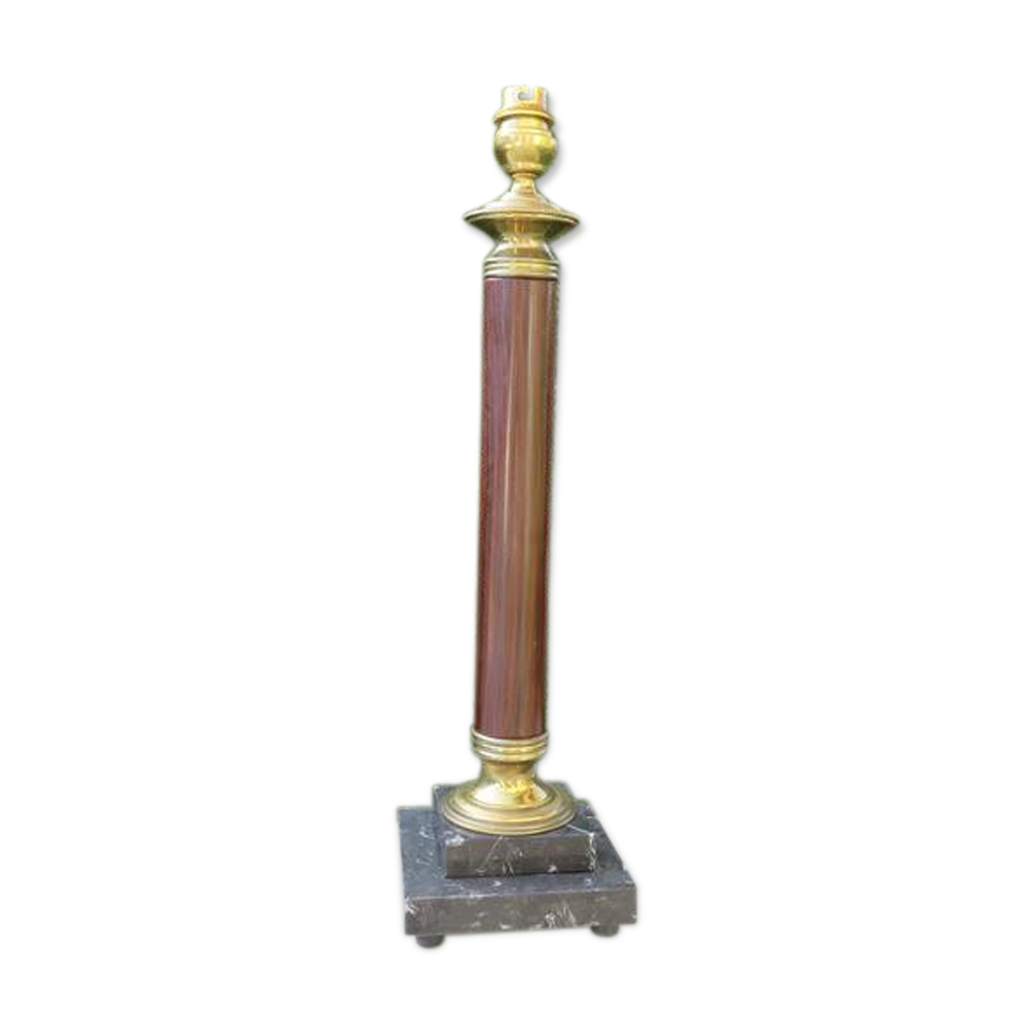 Napoleon III Empire column lamp in bronze and 19th marble