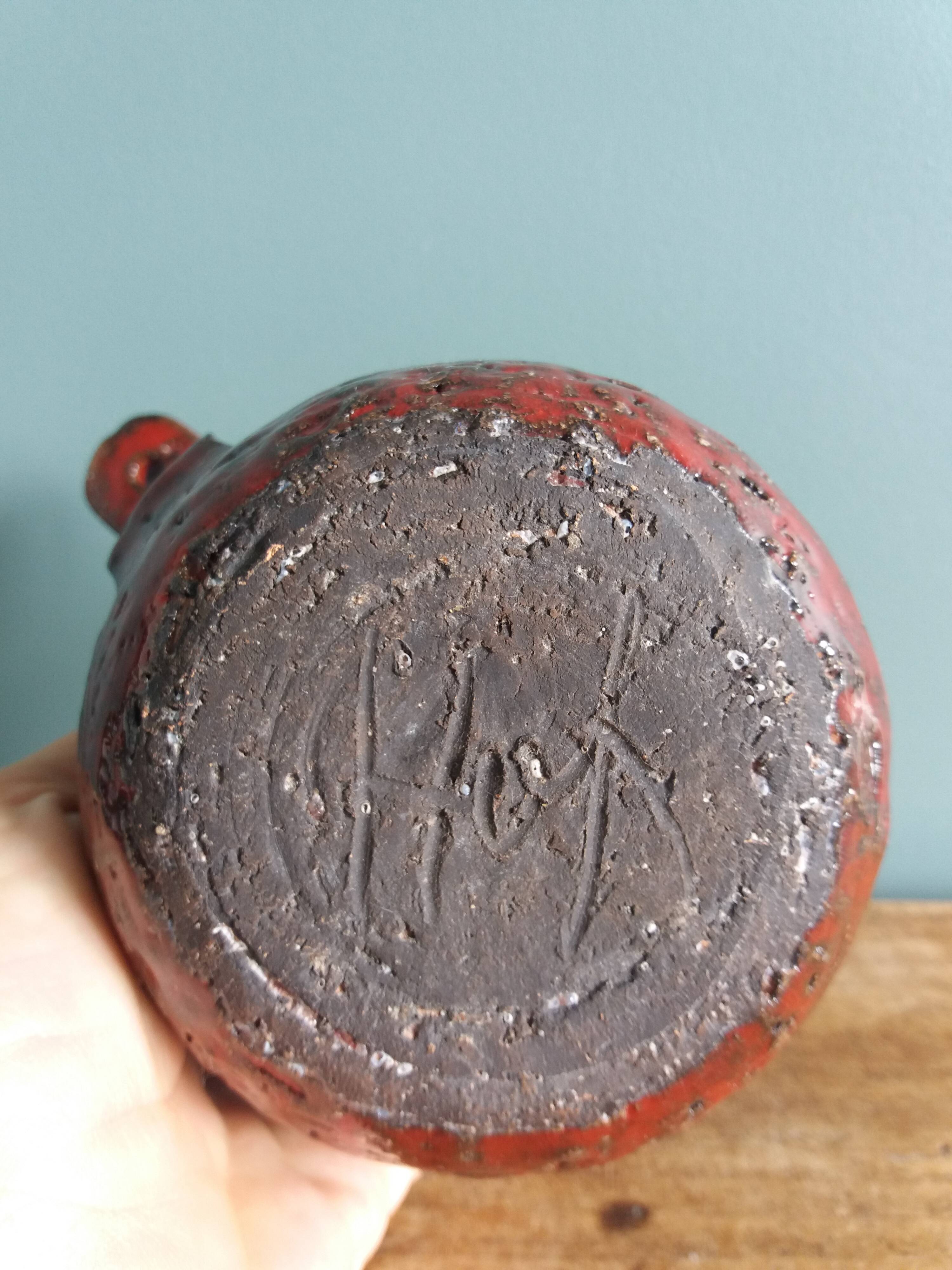 Ceramic signed Hofmann Gérard, Vallauris, manganese red