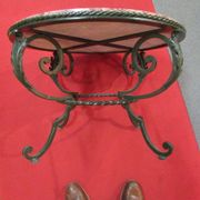 Low wrought iron 1950 marble top side table