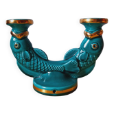 Fish candlestick in St Clément earthenware, 1950.