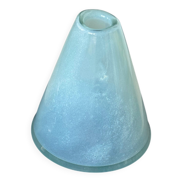 Huge green vase cone in light green Murano glass, made in Italy bubble in glass
