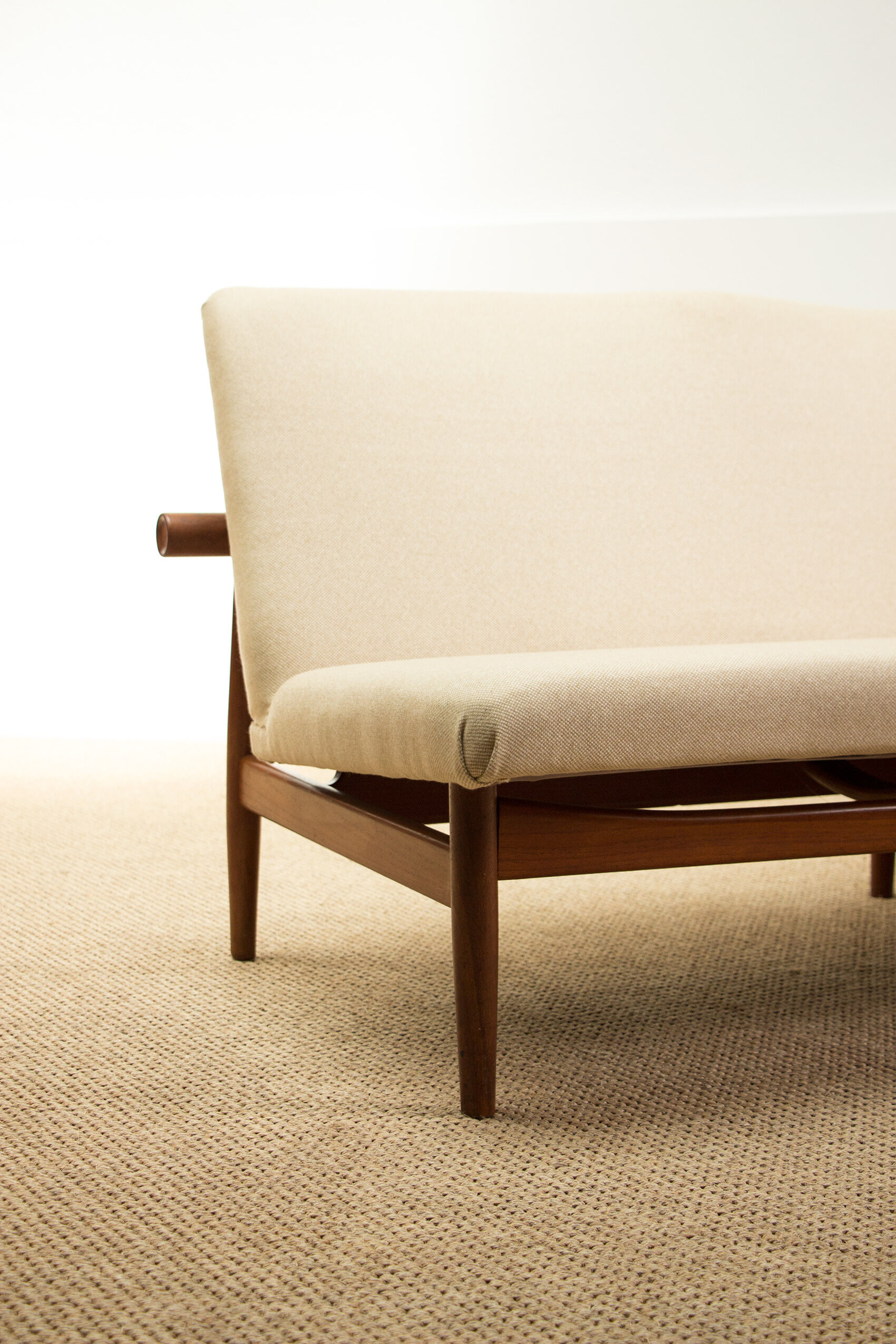 3-seat Danish sofa in teak, brass and fabric model 137-2 by Finn Juhl 1958