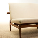 3-seat Danish sofa in teak, brass and fabric model 137-2 by Finn Juhl 1958