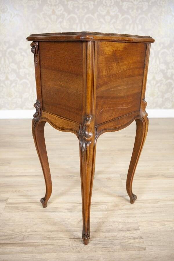 Rococo Nightstand in Walnut with Marble Top