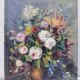 Huile sur panneau, bouquet de fleurs, Pinot Vialet