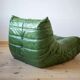 Dubai green leather Togo lounge chair by Michel Ducaroy for Ligne Roset