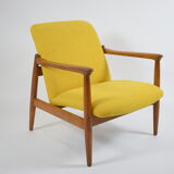 Original restored armchair, designer E.Homma, 1960s, yellow